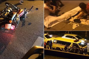 Hiện trường vụ TNGT trong đêm.