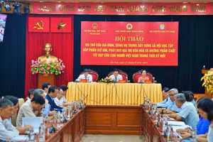 Quang cảnh Hội thảo quốc gia “Vai trò của gia đình, dòng họ trong xây dựng xã hội học tập, góp phần giữ gìn, phát huy giá trị văn hóa và những phẩm chất tốt đẹp của con người Việt Nam trong thời kỳ mới”.