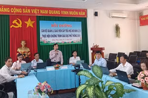 Ông Nguyễn Minh Tâm, Phó Giám đốc Sở GD&ĐT Đồng Tháp phát biểu chỉ đạo lớp bồi dưỡng.