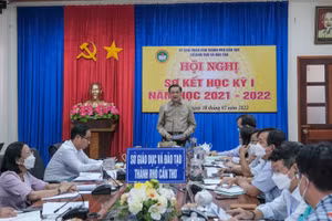 Quang cảnh hội nghị tại điểm cầu trung tâm Sở GD&ĐT TP Cần Thơ.