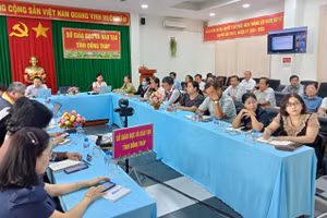 Quang cảnh hội nghị trực tuyến tại điểm cầu Đồng Tháp.