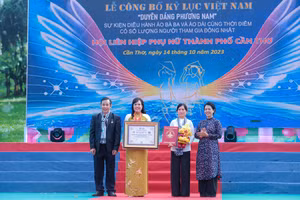 Lễ hội Áo Bà ba, Áo dài được chính thức xác lập Kỷ lục Việt Nam.