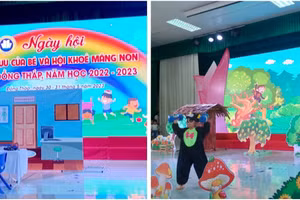 Học sinh vui chơi, giao lưu tại ngày hội.