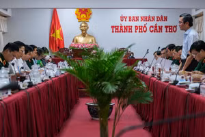 Quang cảnh buổi làm việc về công tác chuẩn bị hội thao