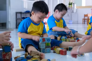 Trẻ mầm non quận Bình Thủy (TP Cần Thơ) trong giờ hoạt động vui chơi.