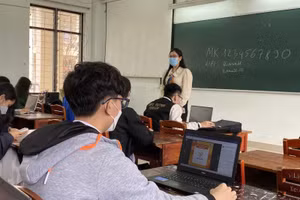 Học sinh tham gia hội thi “Olympic Tiếng Anh Đà Nẵng–Danang Victoria Olympiad” năm học 2021-2022.