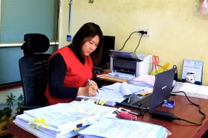 Công việc của nhân viên kế toán trường học phải ngồi máy tính trong thời gian dài sẽ ảnh hưởng tới thị lực. Ảnh minh họa: ITN.