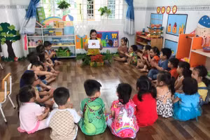 Giờ học của trẻ Trường mầm non Tân Tạo (quận Bình Tân, TPHCM).