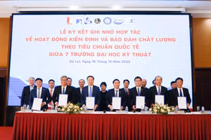 Lãnh đạo các trường đại học ký kết hợp tác.