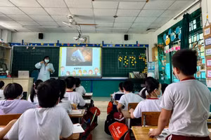 Tiết học Tiếng Anh của học sinh Trường tiểu học Võ Trường Toản (quận 10).