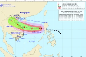 Hình ảnh hướng di chuyển của bão số 13 - Ảnh: Trung tâm Dự báo Khí tượng thủy văn Quốc gia.