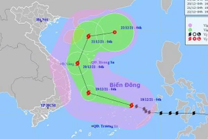 Đường đi và vị trí bão số 9. 