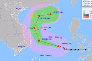 Đường đi và vị trí bão số 9. 