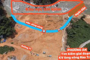 Tiến hành ngăn đập tìm kiếm nạn nhân mất tích tại Thủy điện Rào Trăng 3 sau bão