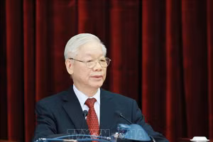 Tổng Bí thư Nguyễn Phú Trọng phát biểu khai mạc hội nghị. Ảnh: Phương Hoa/TTXVN