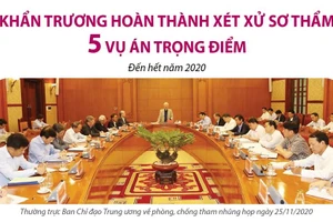 Khẩn trương hoàn thành xét xử sơ thẩm 5 vụ án trọng điểm