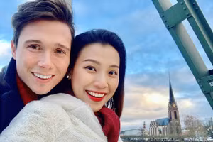 Á hậu Hoàng Oanh lần đầu xuất hiện sau thông tin ly hôn chồng Tây