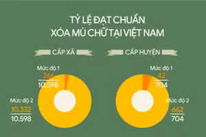 Tỷ lệ đạt chuẩn xóa mù chữ tại Việt Nam