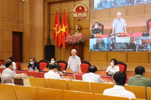 Tổng Bí thư Nguyễn Phú Trọng phát biểu tại hội nghị tiếp xúc cử tri TP. Hà Nội. Ảnh: Hà Nội Mới