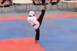 Hình ảnh nữ vận động viên Taekwondo Aminat Idrees.