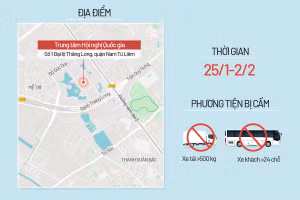 Bản đồ cấm đường phục vụ Đại hội Đảng