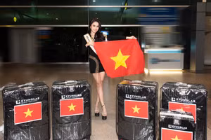 Á hậu Ngọc Hằng mang hơn 100kg hành lý dự Miss Intercontinental 2023