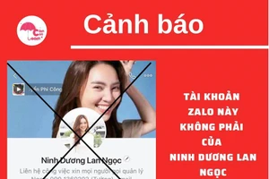 Ninh Dương Lan Ngọc bị kẻ xấu lập tài khoản Zalo mạo danh để lừa đảo