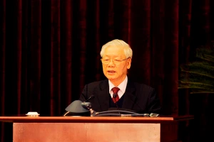 Tổng Bí thư, Chủ tịch nước Nguyễn Phú Trọng phát biểu bế mạc Hội nghị Trung ương 15. Ảnh VGP