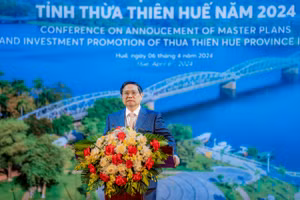 Thủ tướng phát biểu chỉ đạo tại Hội nghị quy hoạch tỉnh Thừa Thiên Huế. (Ảnh: Đình Hoàng)