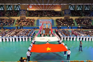 Hội khỏe Phù Đổng học sinh Thừa Thiên Huế 2024 được khai mạc vào sáng 21/3 tại Nhà Thi đấu Trung tâm Thể thao tỉnh đường Hà Huy Tập, TP Huế. (Ảnh: Đại Dương).