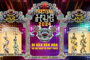 Poster chính thức Festival Huế 2024 được công bố với nhiều họa tiết cung đình Huế. (Ảnh: TTBTDTCĐH).