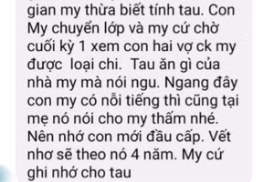 Một đoạn tin nhắn của cô C.T.X gửi cho chị N.T.N.M đe dọa trù dập việc học tập con chị M