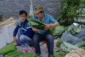 Ông Lê Văn Hùng bán lá dong ở Đà Nẵng. 