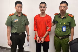 Bị can Lê Đức Huy bị bắt khi vừa xuống máy bay. Ảnh: Công an.