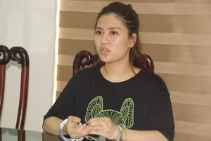 Đối tượng Âu Thị Thanh Hằng tại cơ quan công an.