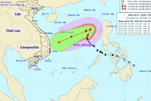 Đường đi và vị trí của cơn bão số 9