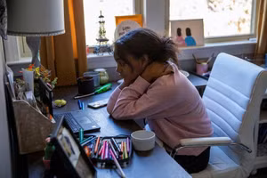 Học sinh Mỹ gặp khó khăn trong thời gian học trực tuyến.