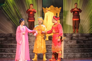 Một cảnh trong vở chèo 'Trung trinh liệt nữ'.