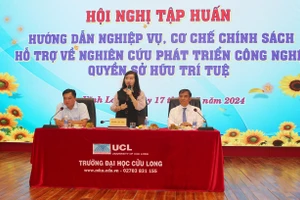 TS Đặng Thị Ngọc Lan, Phó Hiệu trưởng Trường ĐH Cửu Long phát biểu tại Hội nghị.