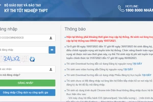 Giao diện tra cứu điểm thi trên hệ thống của Bộ GD&ĐT.