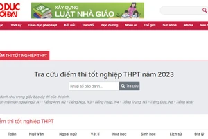 Giao diện trang tra cứu điểm thi tốt nghiệp THPT trên Báo Giáo dục và Thời đại.