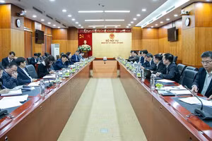 Lãnh đạo chủ chốt Bộ Nội vụ và Bộ GT&ĐT làm việc tại Bộ Nội vụ - Ảnh: VGP/LS