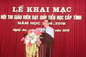 Ông Đào Công Lợi - Phó Giám đốc Sở GD&ĐT Nghệ An phát biểu khai mạc Hội thi 