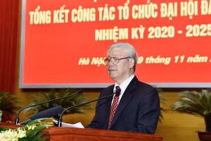 Tổng Bí thư, Chủ tịch nước Nguyễn Phú Trọng phát biểu tại Hội nghị cán bộ toàn quốc tổng kết công tác tổ chức đại hội đảng bộ các cấp nhiệm kỳ 2020-2025 ngày 19/11.