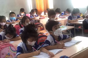 Giờ học của học sinh lớp 1 Trường Tiểu học Phú Riềng An (xã Phú Riềng, huyện Phú Riềng, tỉnh Bình Phước).