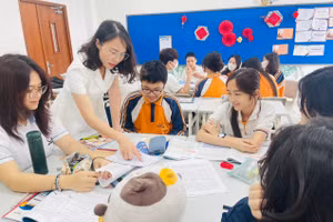 Một tiết học của cô Đình Thị Thuỷ, giáo viên Ngữ văn, Trường Phổ thông liên cấp Phenikaa, Hà Nội.