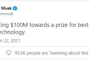 Bài đăng trên Twitter của Elon Musk.