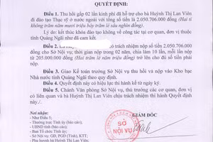 Quyết định của Sở Nội vụ Quảng Ngãi.