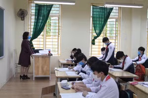 Học sinh Trường THCS Phong Vân (Ba Vì, Hà Nội) trong giờ học.