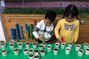 Học sinh Trường Mầm non Giáp Bát (Hà Nội).